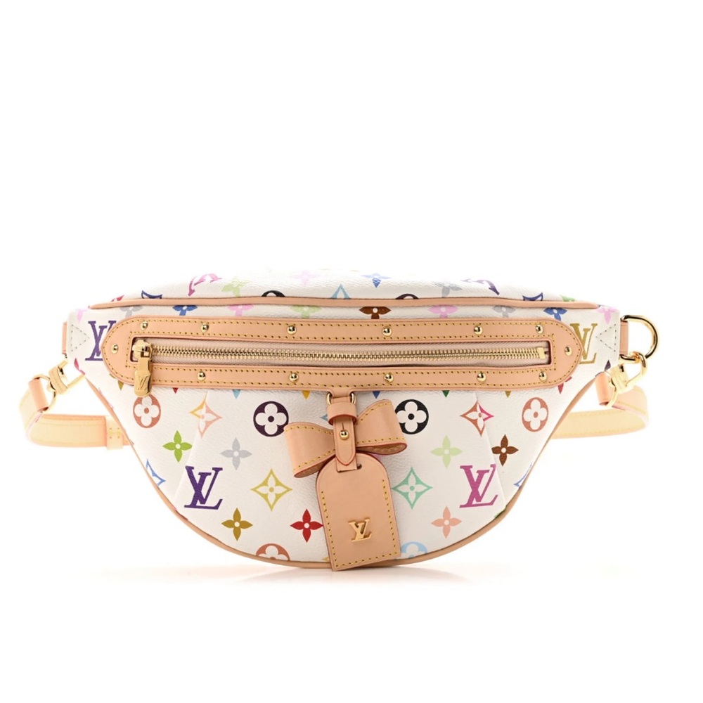 Authentic Louis Vuitton White Murakami Multicolor Monogram Crossbody Belt Bag